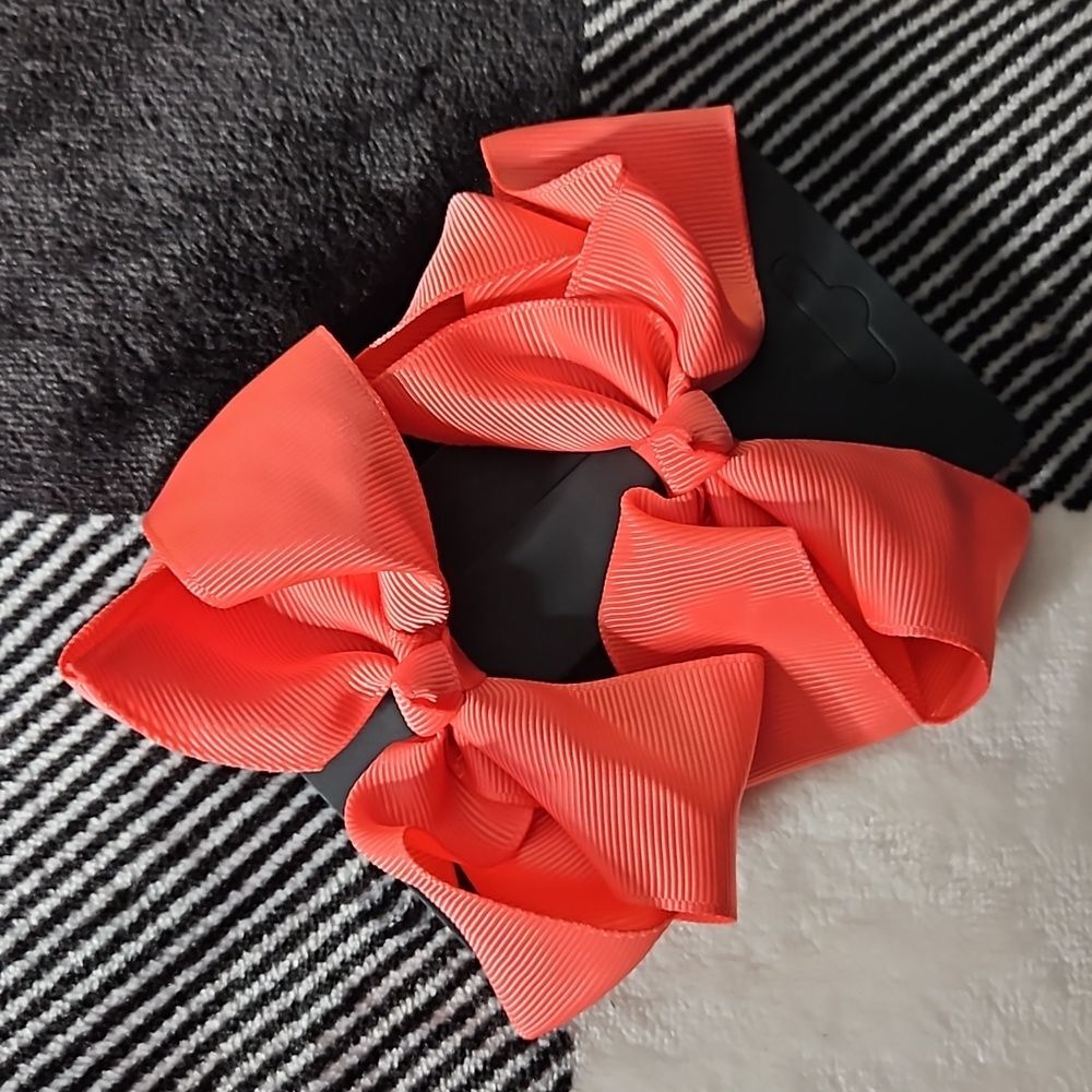 BOGO ALL BOWS - Pair of Girl's coral Fall 6" Bows